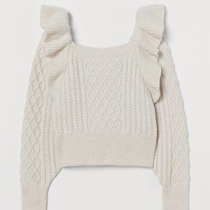 H&M Flounced Cable-knit Sweater
